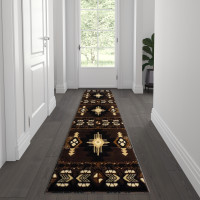 Flash Furniture ACD-RG209-27-CO-GG Mohave Collection 2' x 7' Chocolate Traditional Southwestern Style Area Rug - Olefin Fibers with Jute Backing